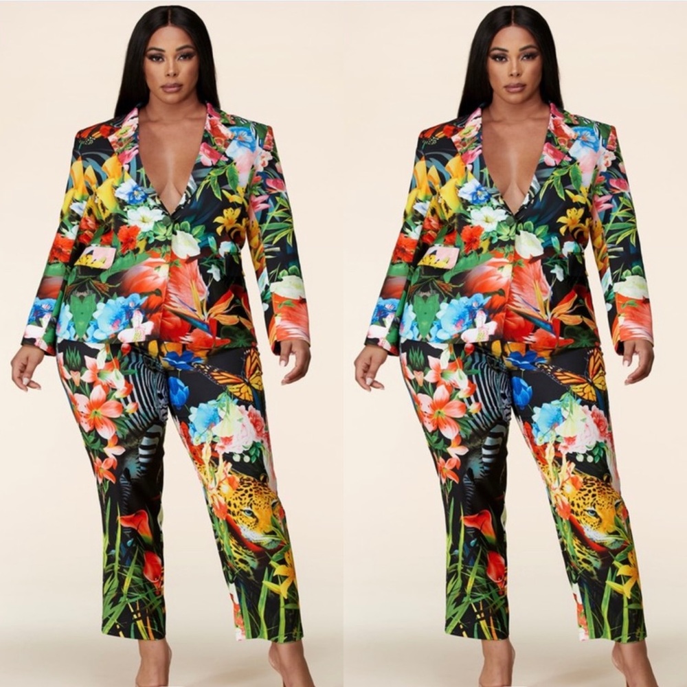 Deep into the forest nature print pant set